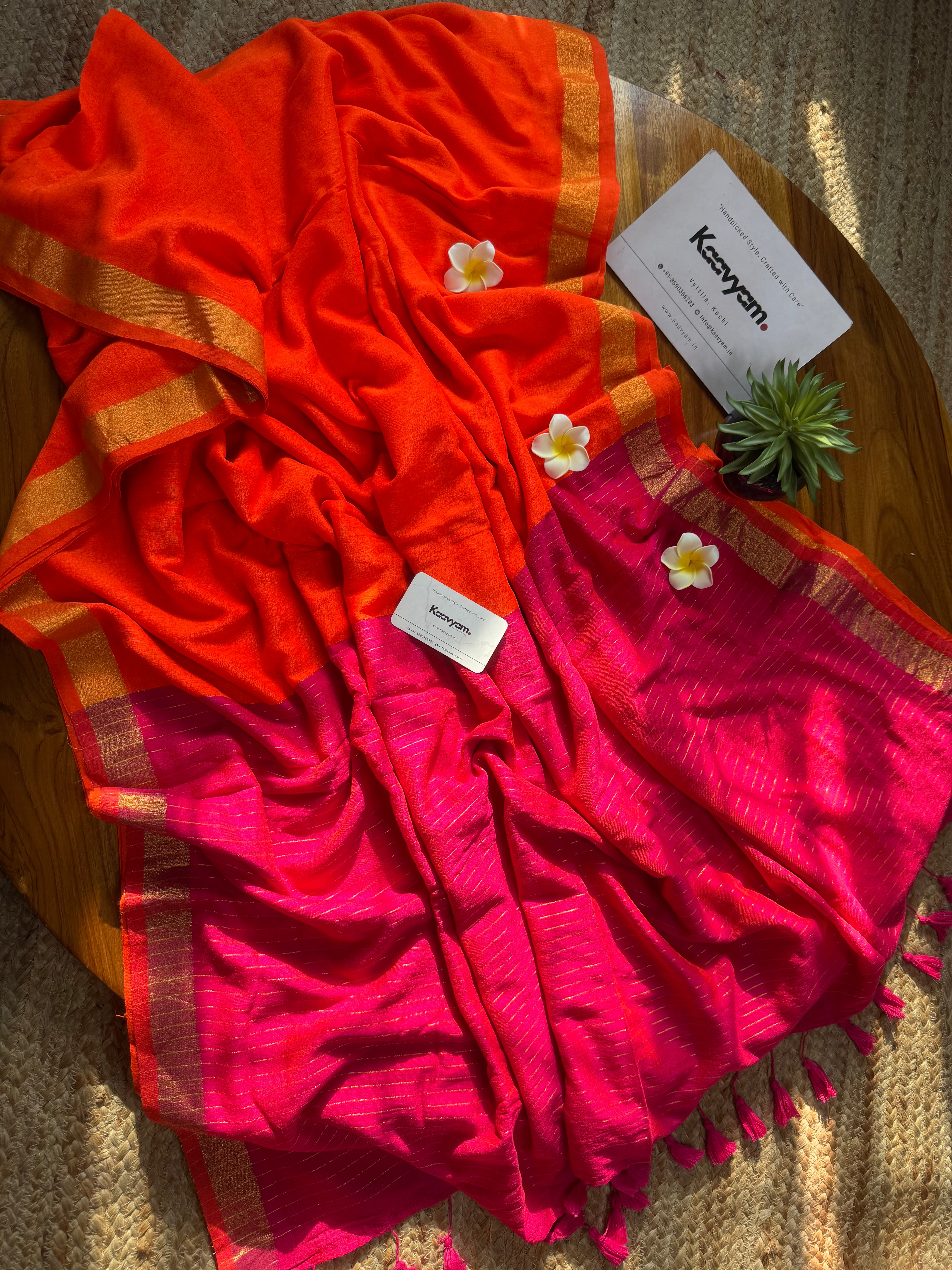 Sunset Orange Saree