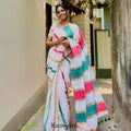 Copper Zari Stripe Mul Modal Saree - Manka