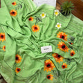 Sunflower Bullion Embroidery Mul Cotton Saree