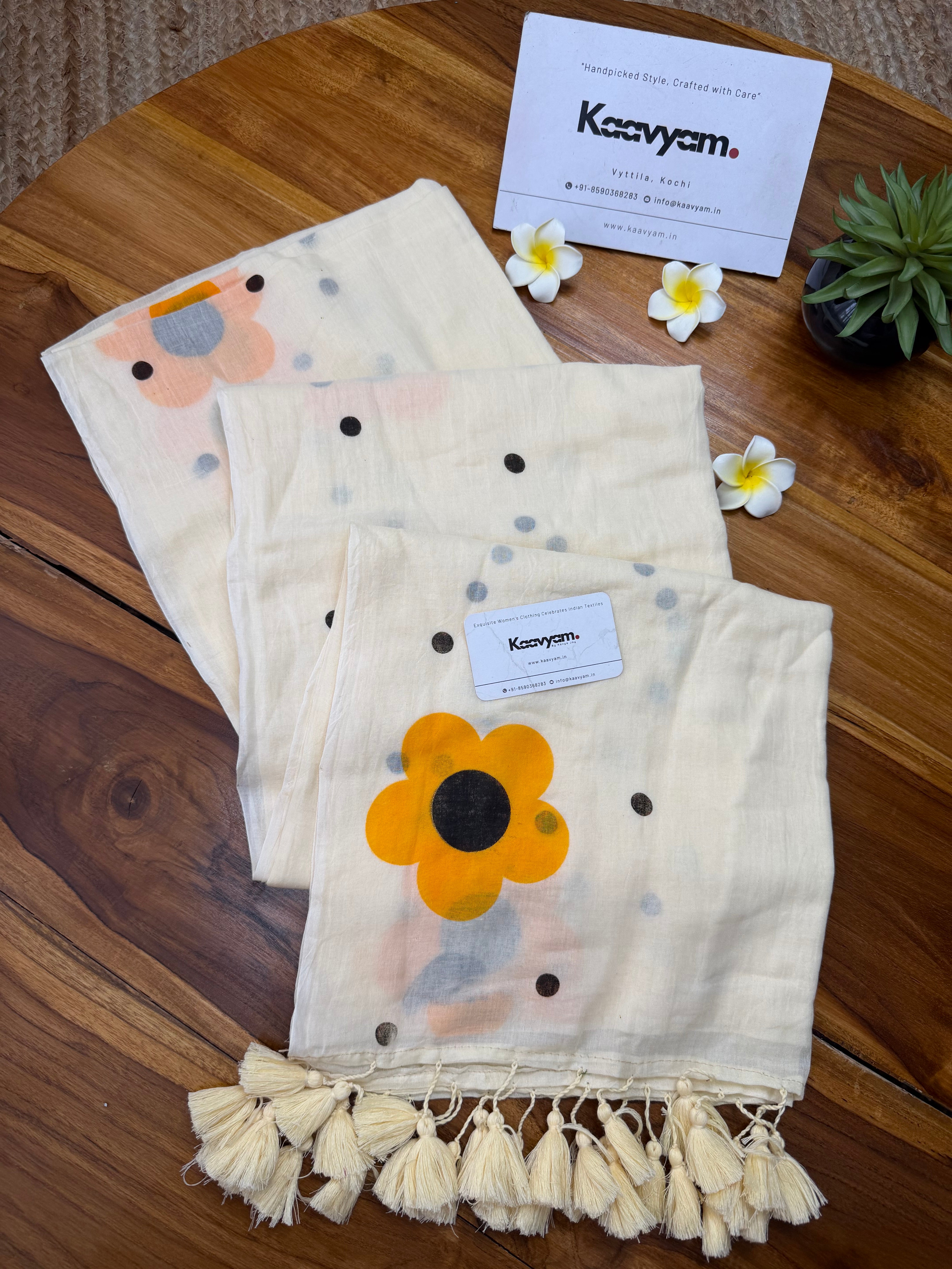 Ivory Dream Mul Cotton Saree