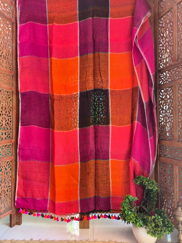 Linen Check Sarees