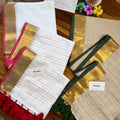 Kerala Kasav & Kara with Stripe Pallu Mul Cotton Saree