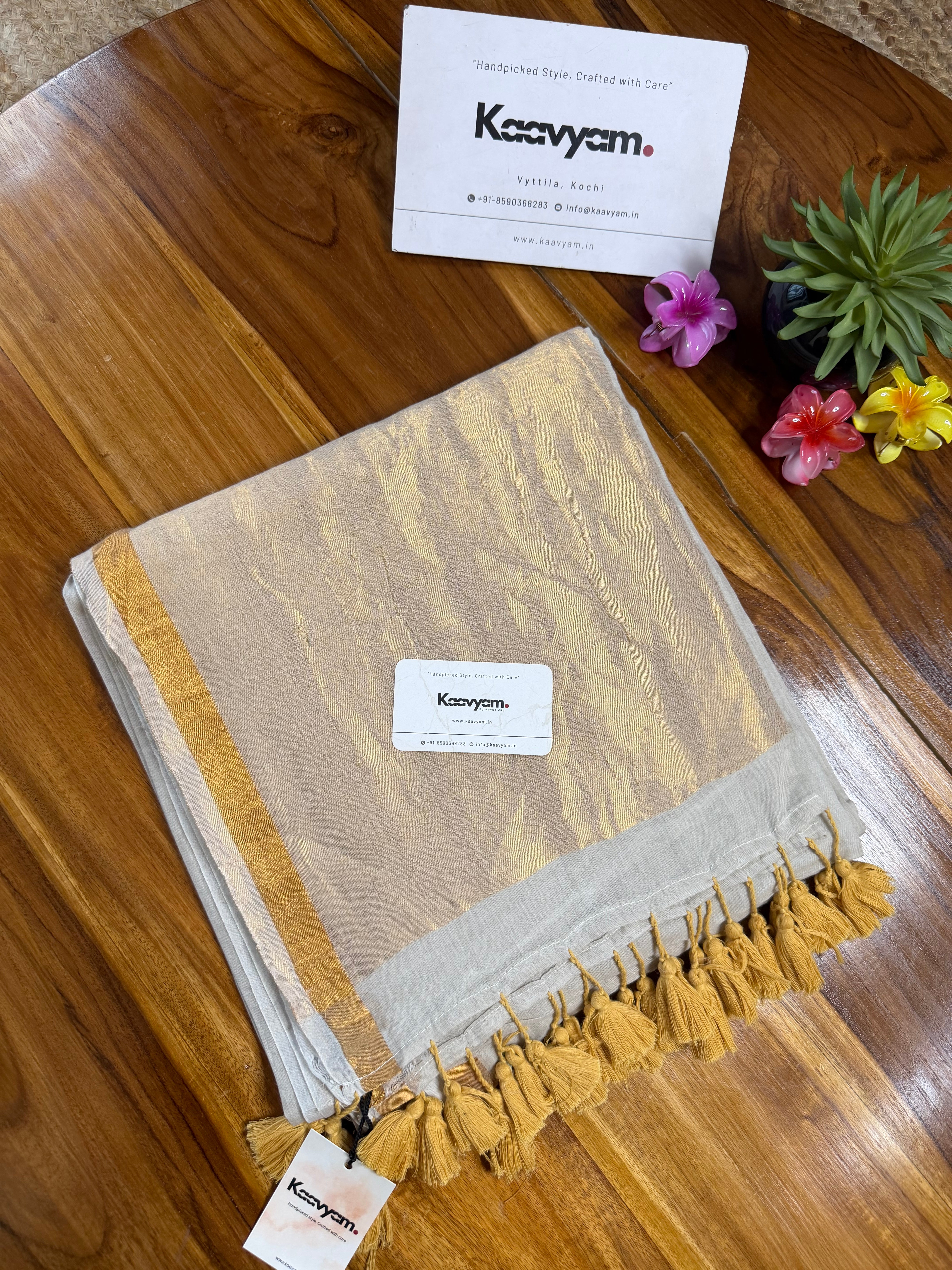 Goldy Tissue Mul Cotton Saree