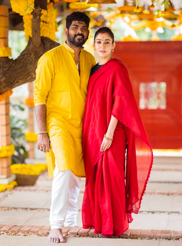 Nayanthara's  Red Lace Saree