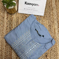 Blue Yoke Embroidery Kurti