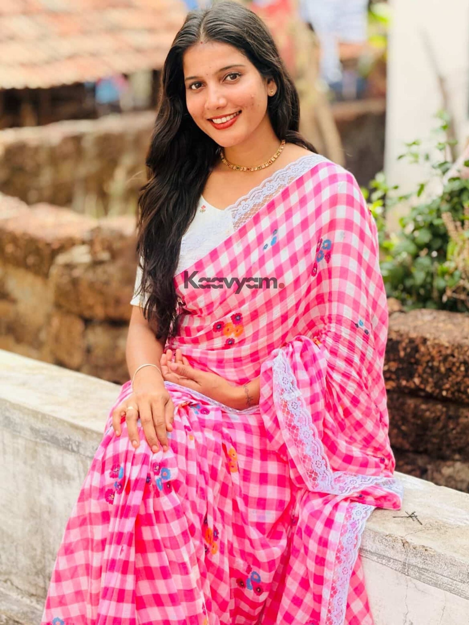 Floral Whisper Lace Mul Cotton Saree