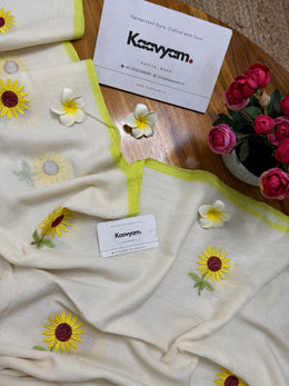 Sunflower Embroidery Saree