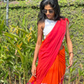 Half Half & Stripes Mul Cotton Saree
