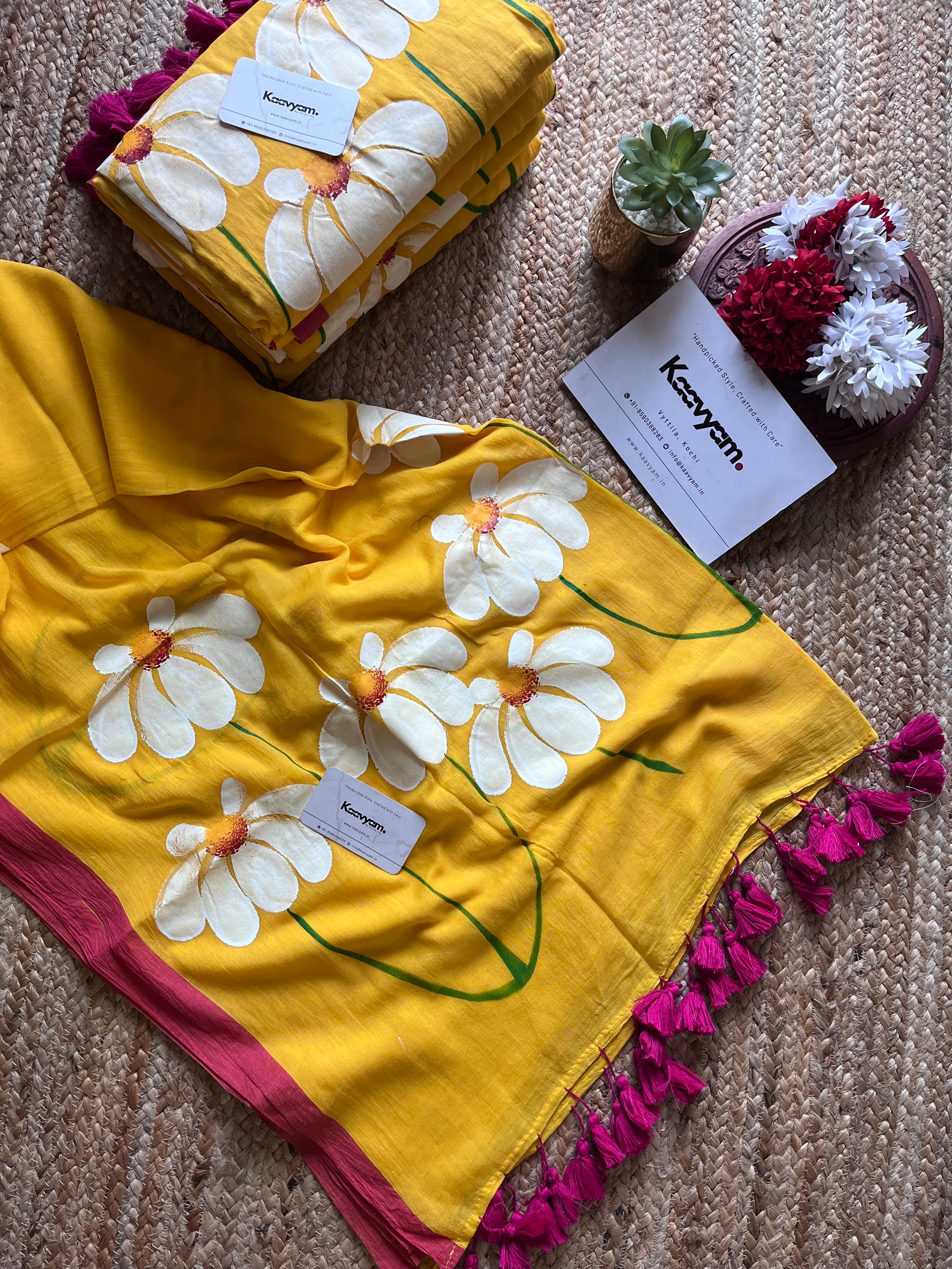 Tamara Hand painted Mul cotton Saree