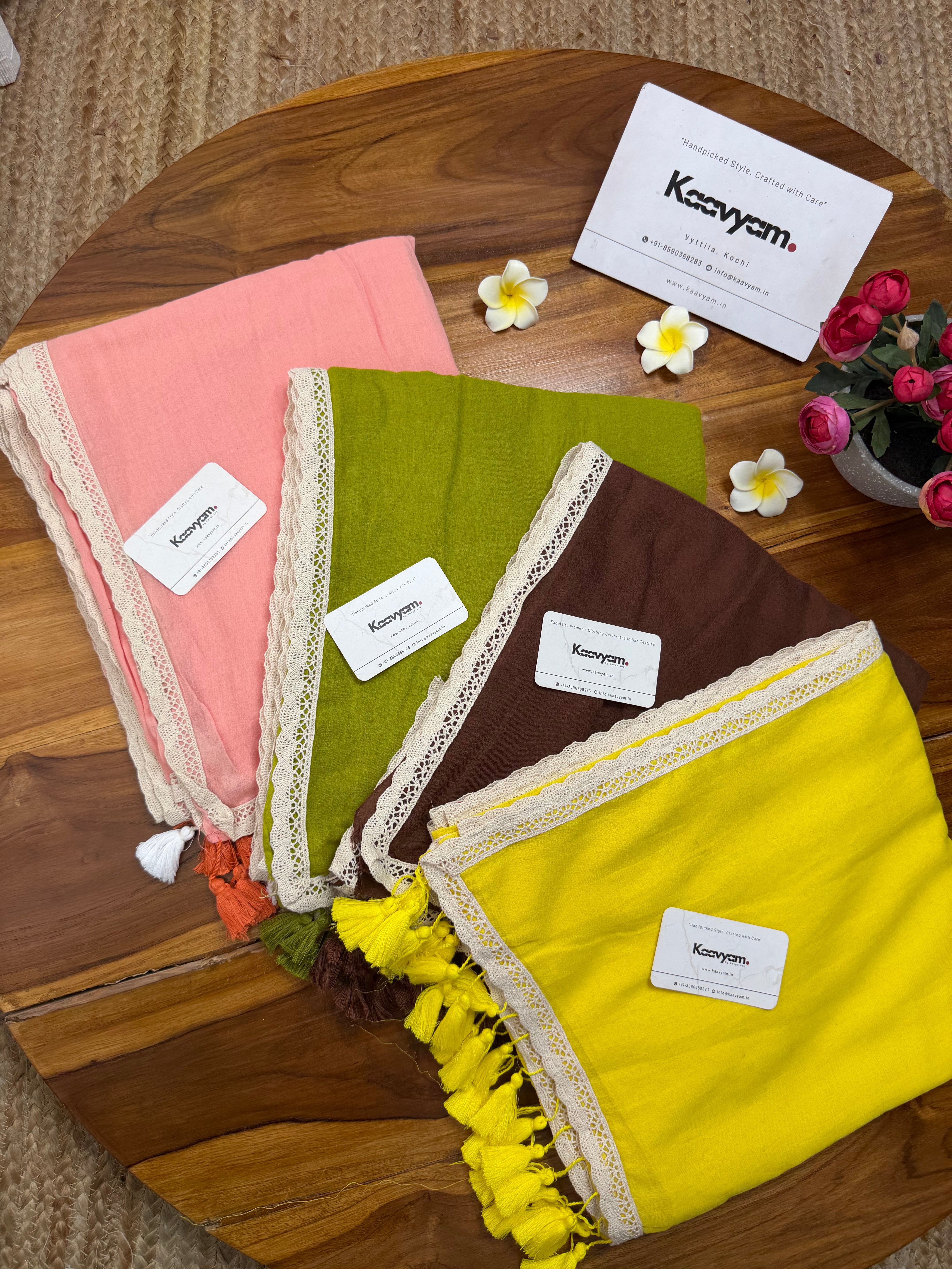 Plain Mul Cotton Lace Saree