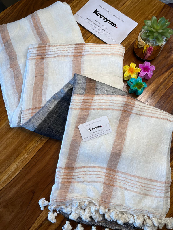 Black & White Linen Saree