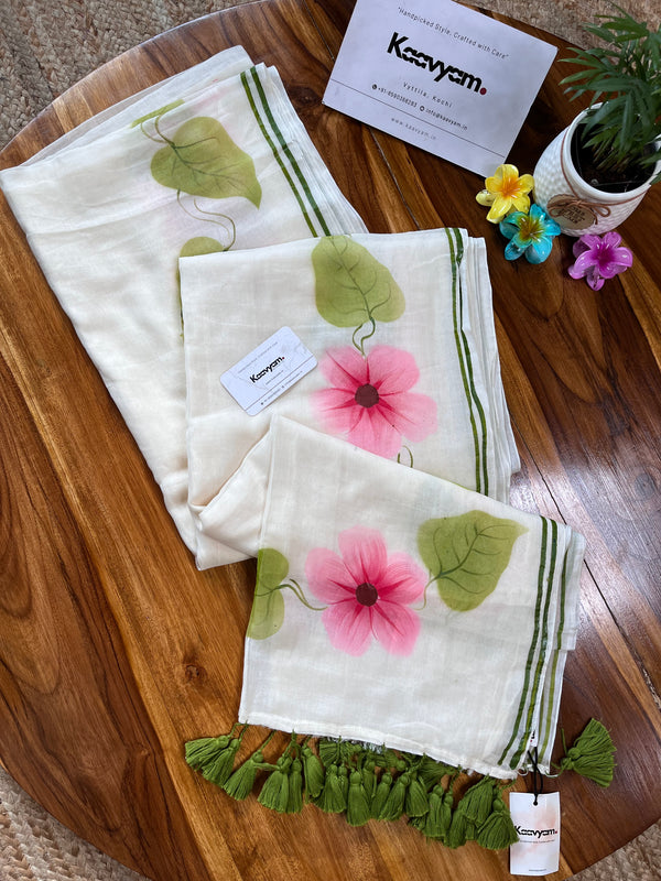 Valli Handpainted Mul Cotton Saree - MANKA