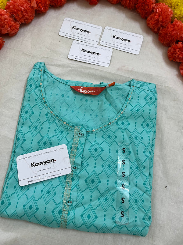 Aqua Round neck kurti