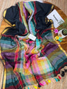 Rainbow Check Mul Cotton Saree
