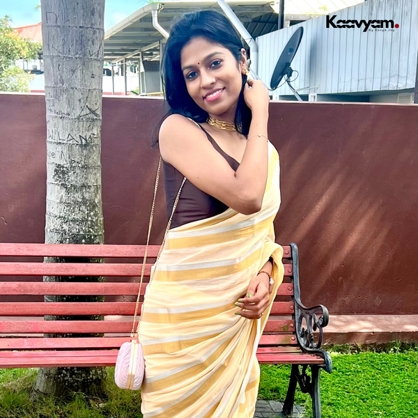 Kasav Gold & Silver Stripe Saree