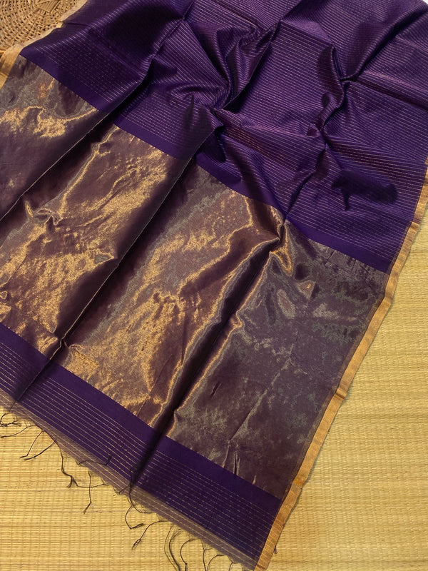 MaheshwariSilk Jari Border & Stripes Saree