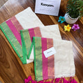 Tri Kasav Border Mul Cotton Saree - Manka