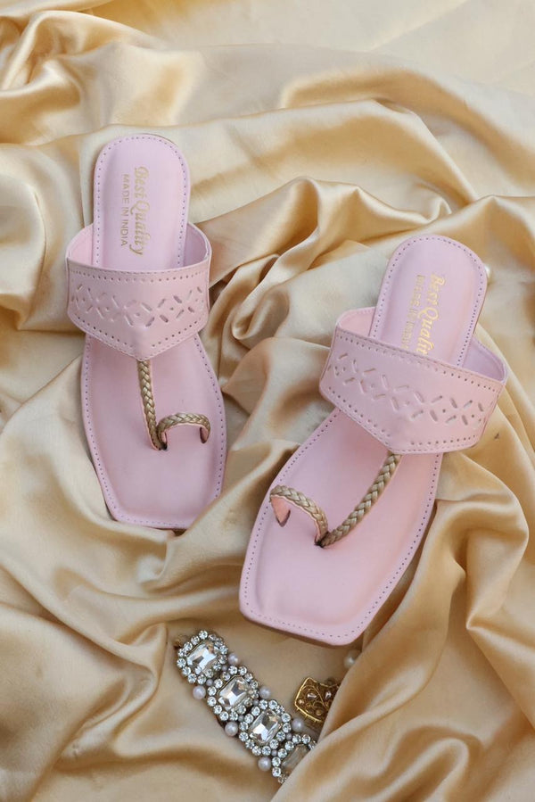 Pink Toe Ring Flat Sandals