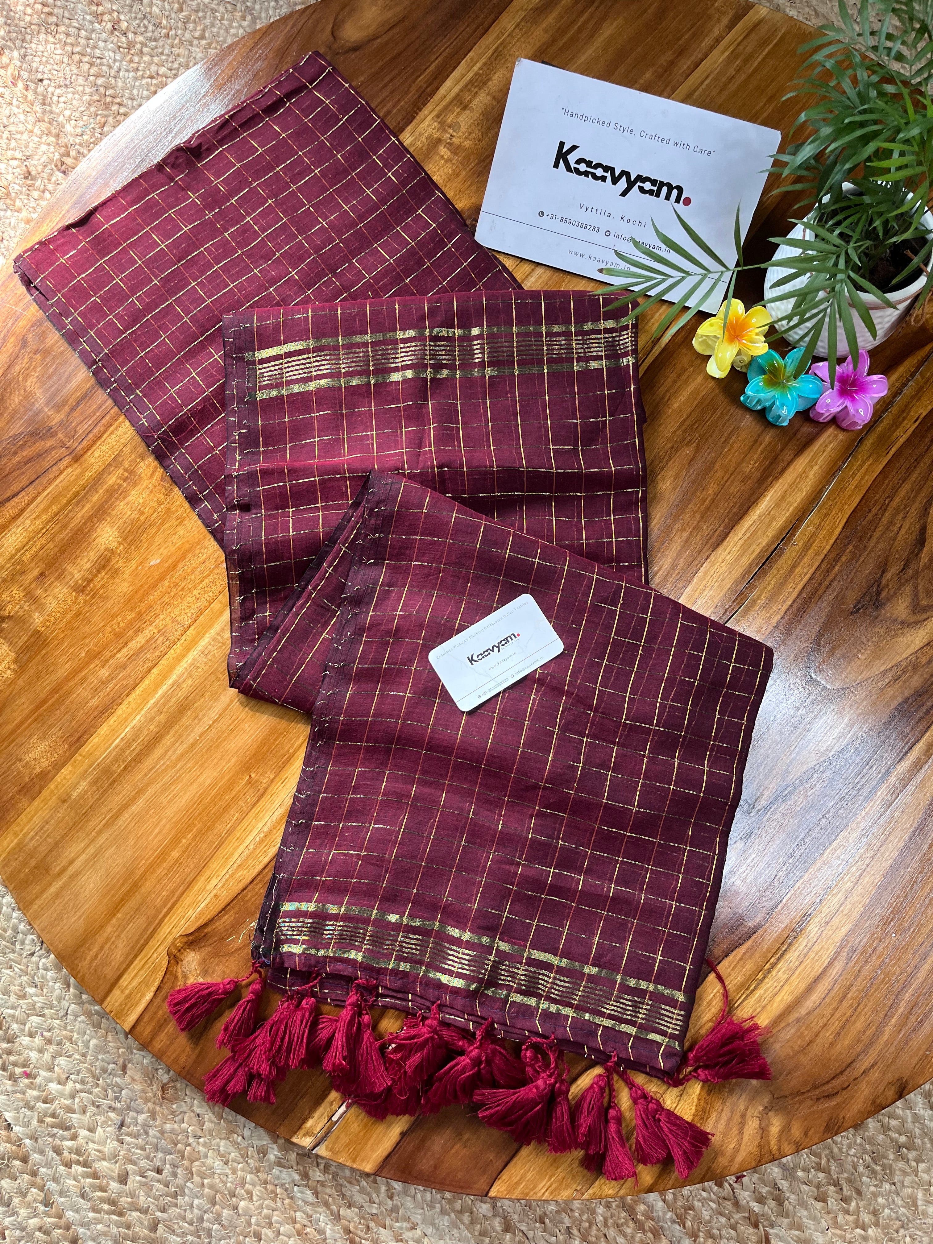 Check Mul Cotton Saree