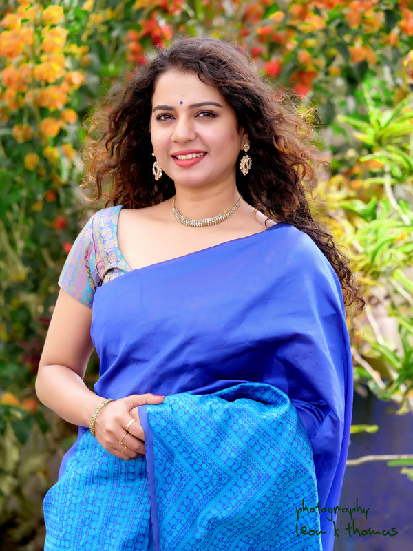 STEPHY- BLUE SEMI SILK SAREE