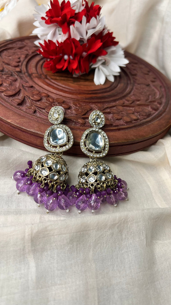 Kundan Polki pearl Jumka