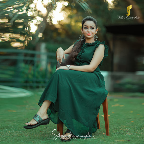 GREEN FRILL DRESS