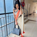 Orange Border Mul Cotton Saree