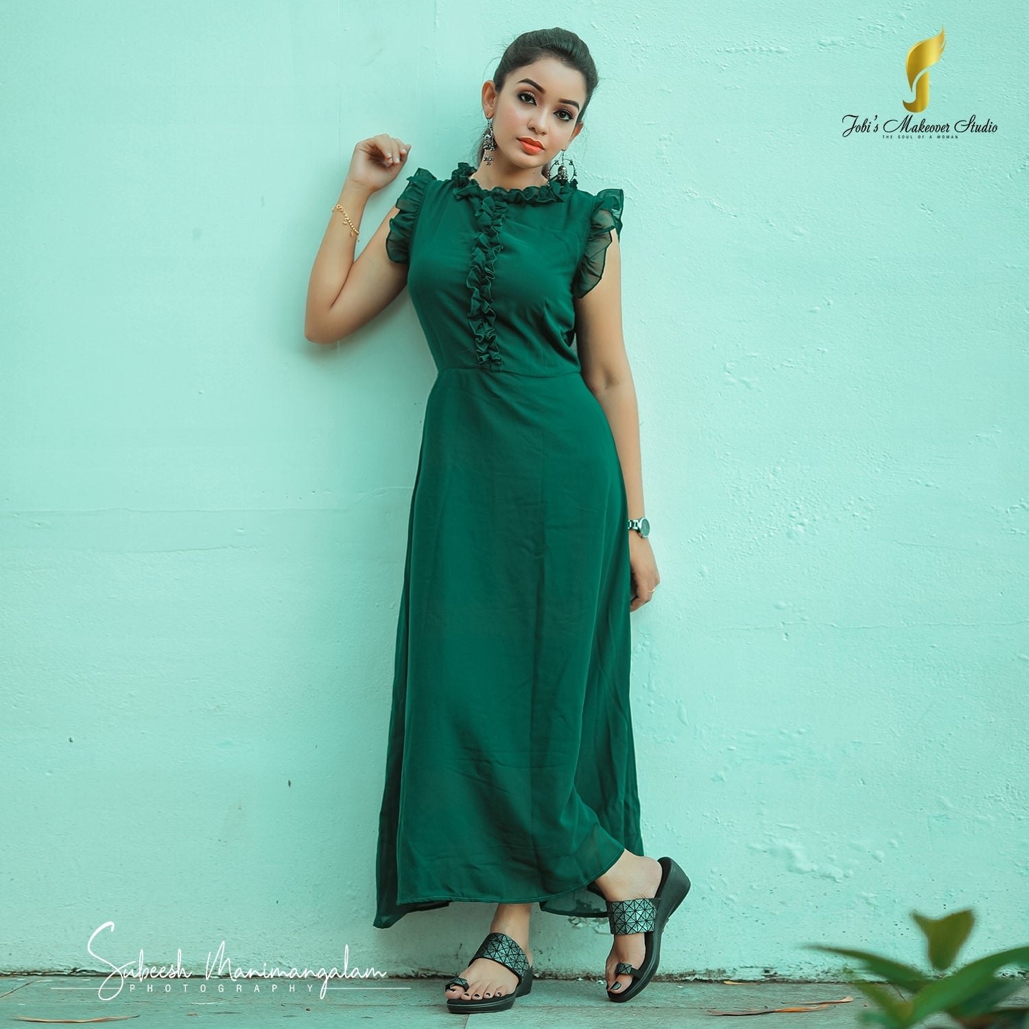 GREEN FRILL DRESS