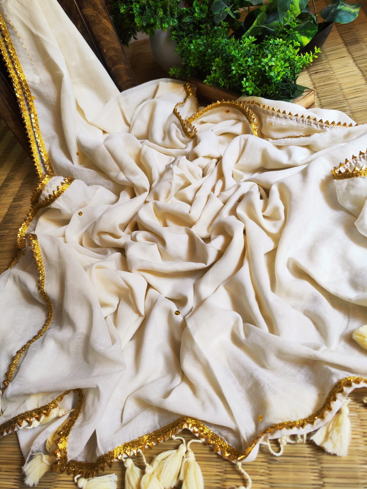 Off white Mul cotton sarees