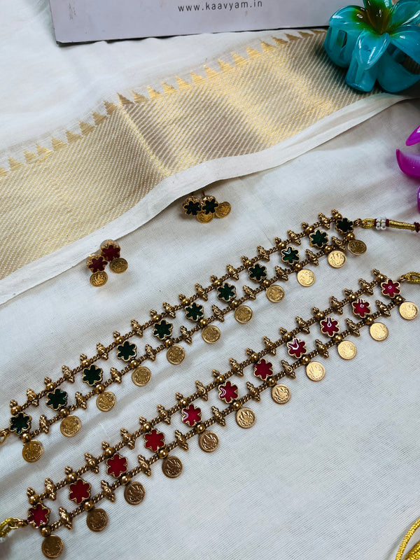 Coin Enamel Layer Neckpiece & Earrings
