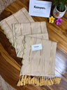 Scallop & Stripes Mul Cotton Saree - MANKA