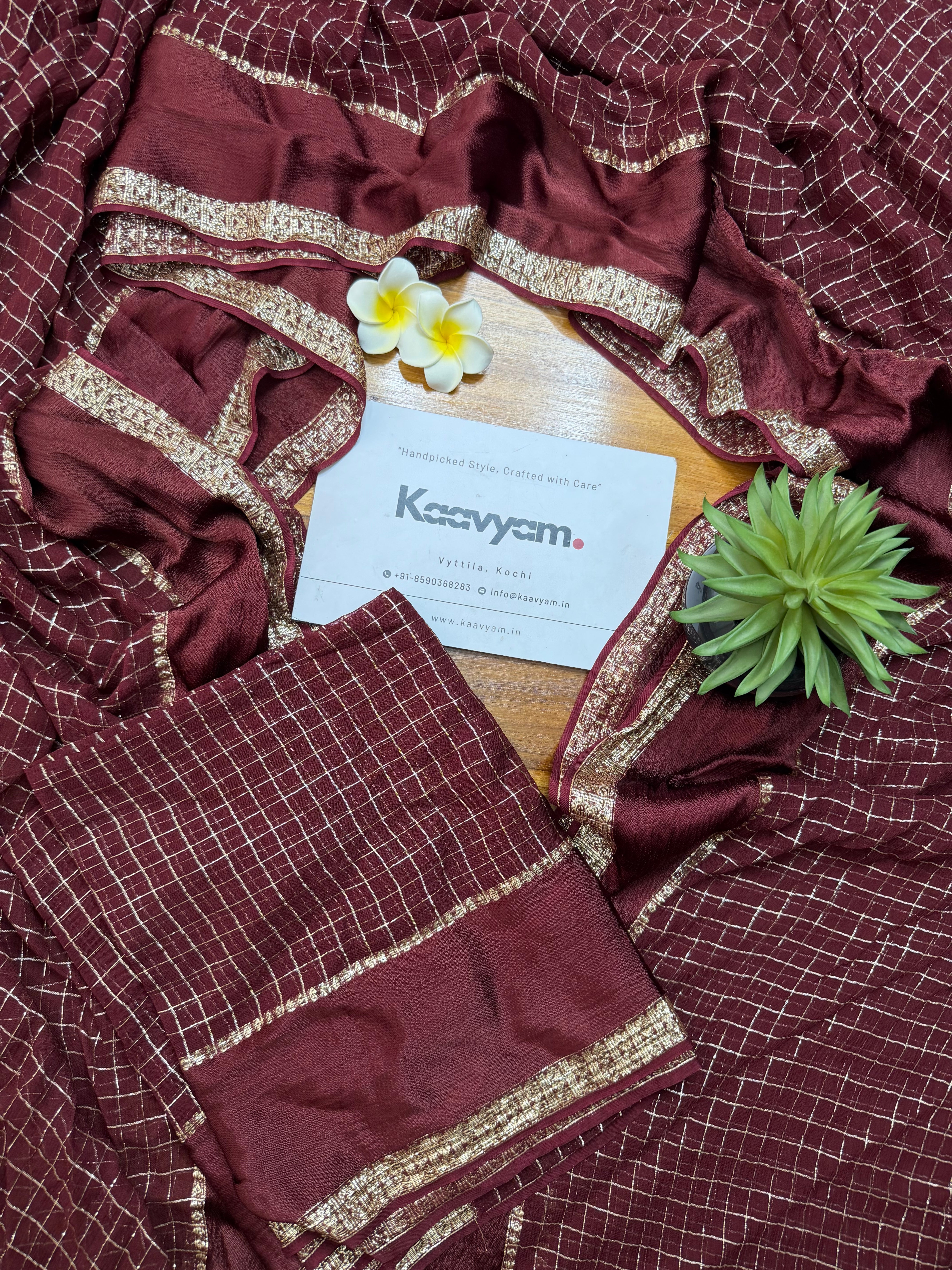 Pop Colors Viscose Checks Saree