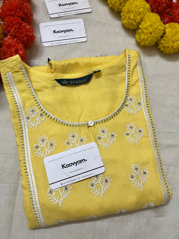 YELLOW EMBROIDERY KURTI