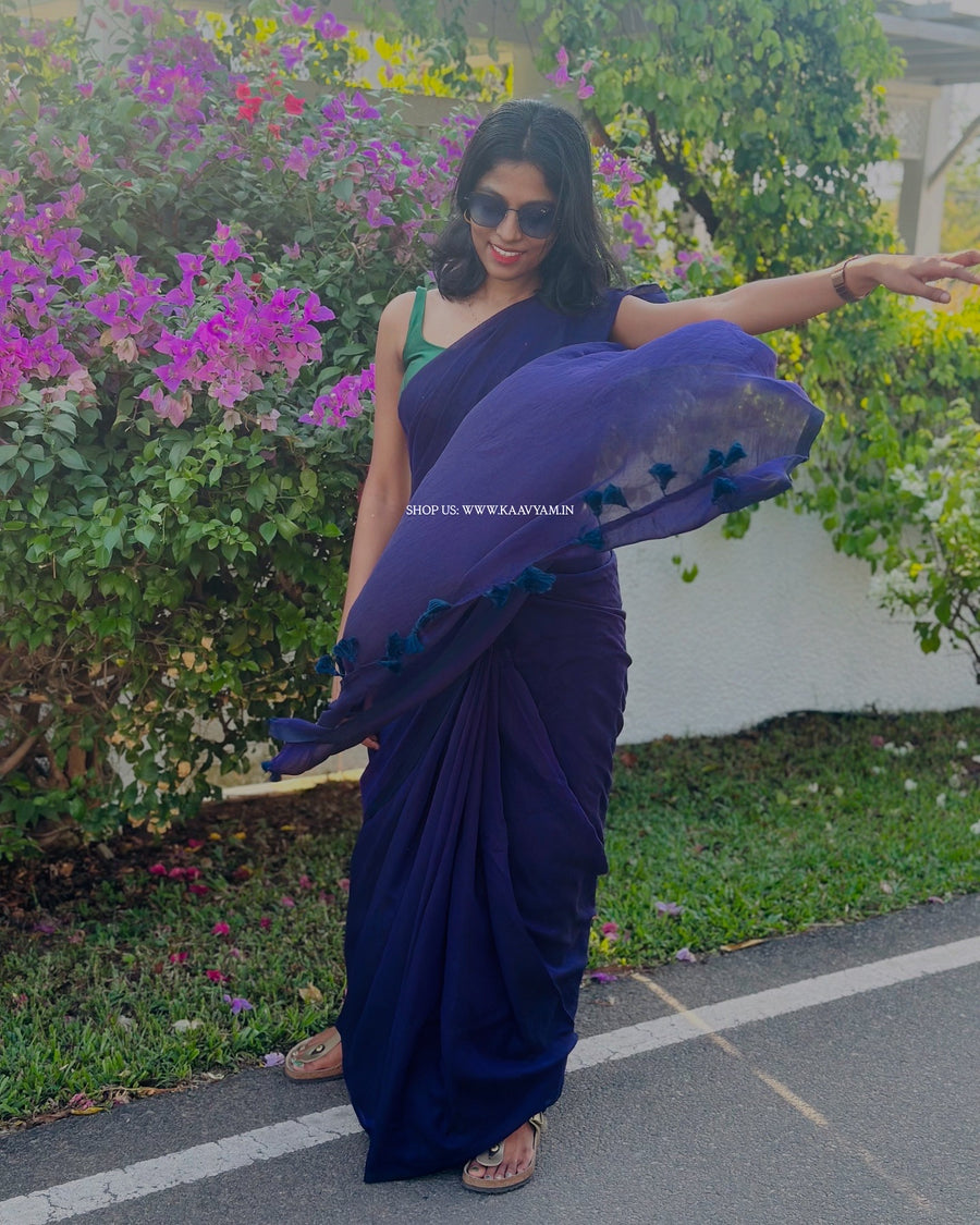 Plain Mul Cotton Saree