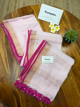 Pastel Pink Linen Saree