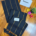 Black Stripe Mul Cotton Saree