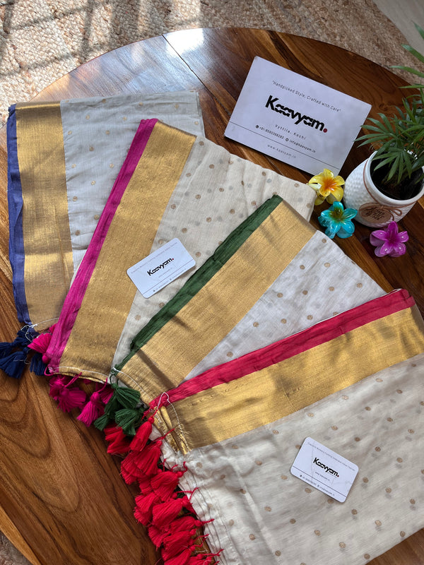 Polka Kasav & Kara Mul Cotton Saree - Manka