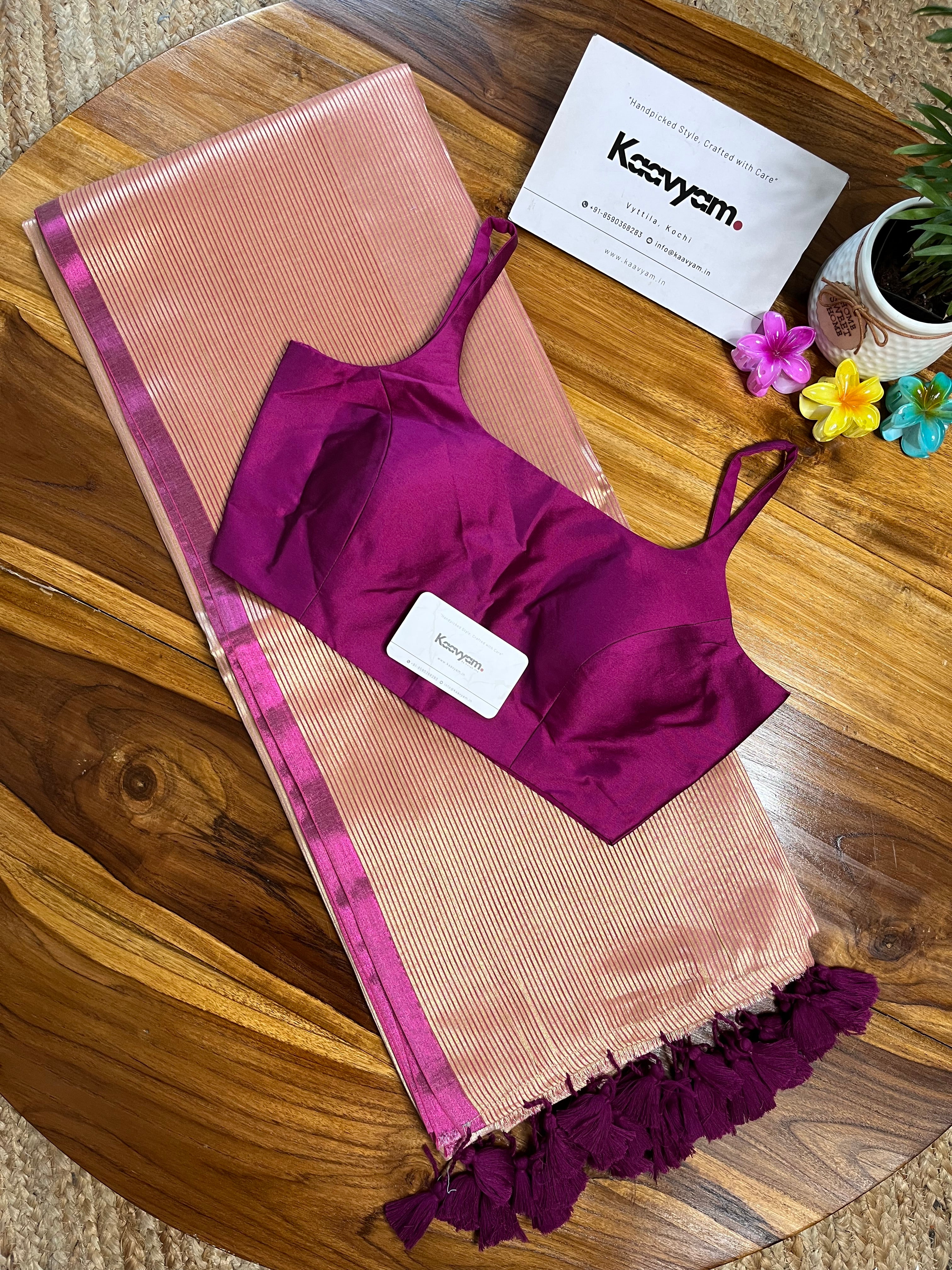 Tissue Dual Tone Saree & Blouse combo