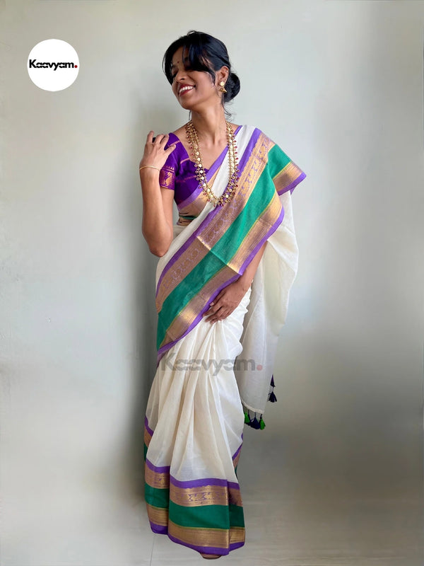 Kanchi Silk Border Mul Cotton Saree