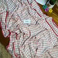 White & Red Check Mul Cotton Saree