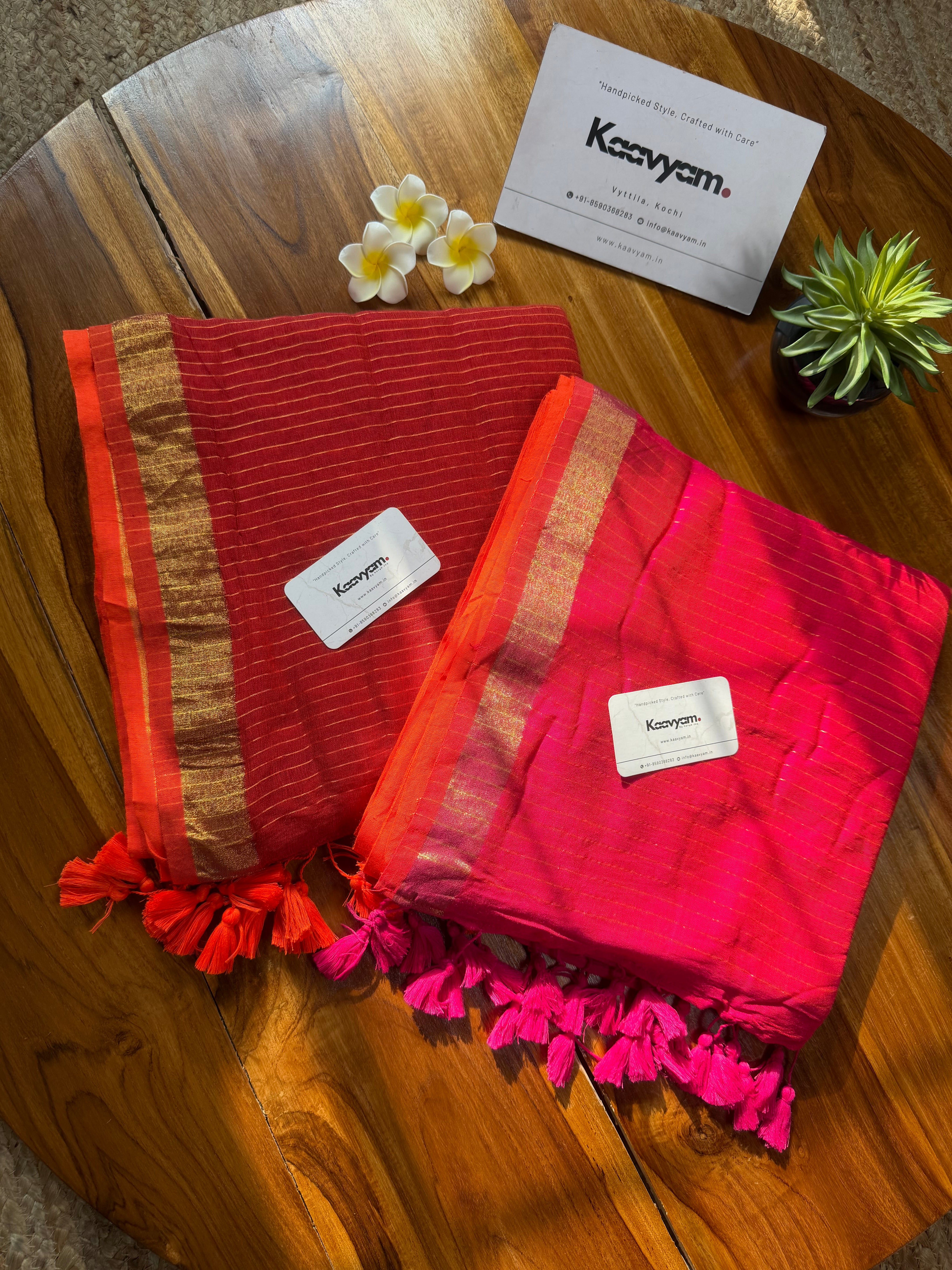 Sunset Orange Saree