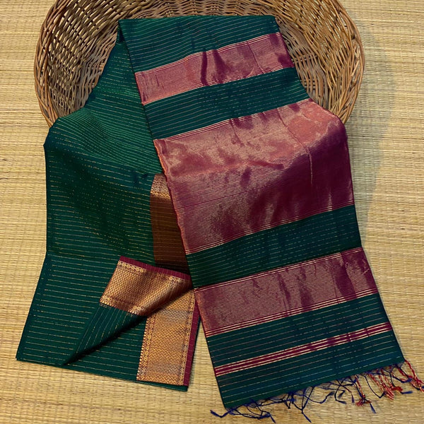 Handloom Maheswari Silk Stripe Saree