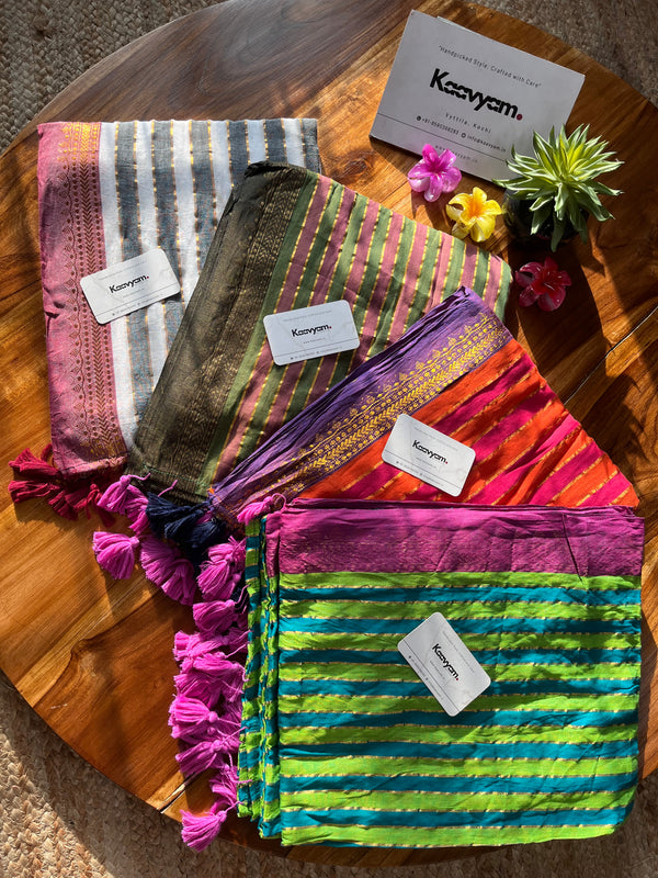 Jacquard Border & Stripe Mul Modal Saree