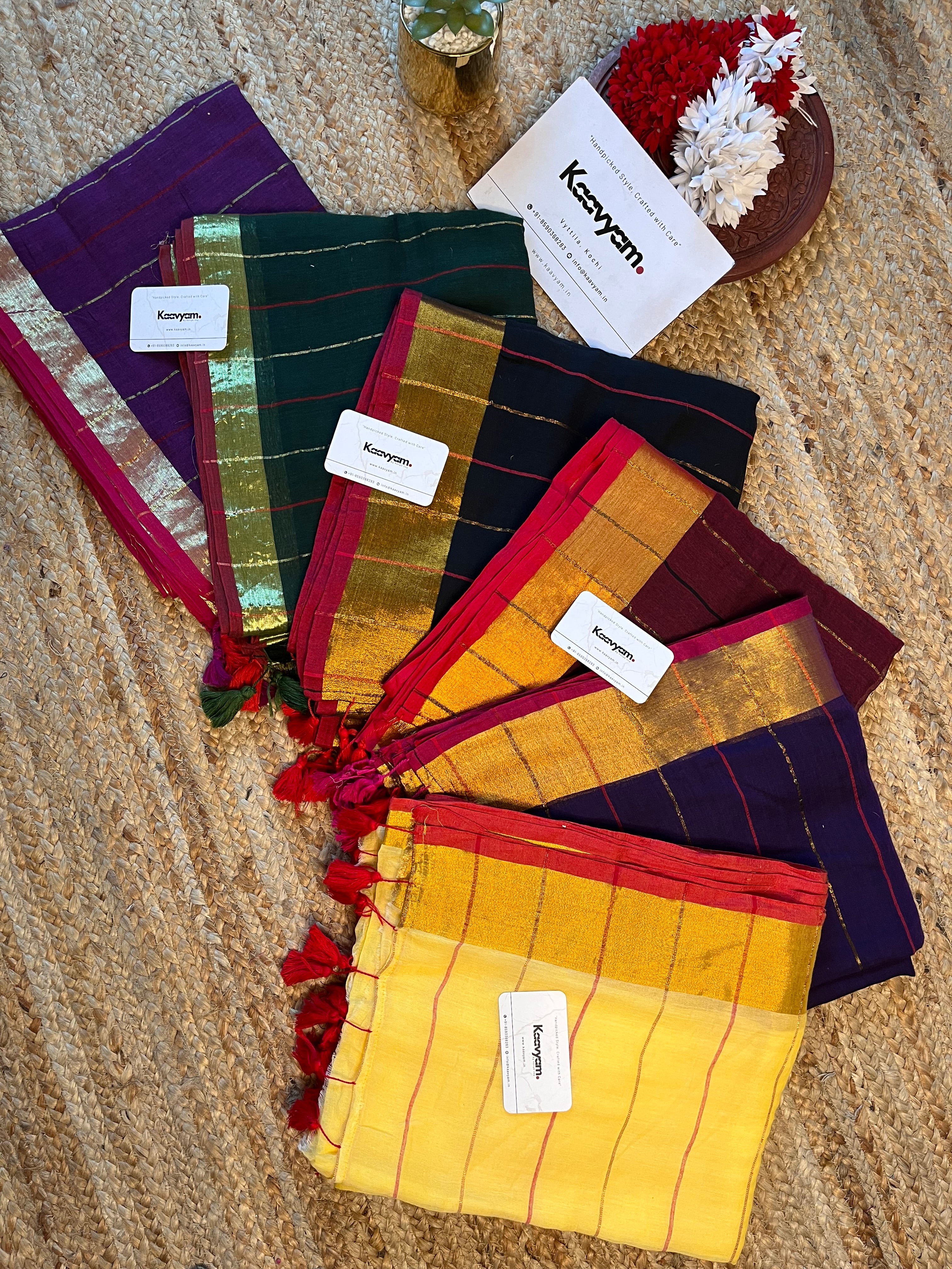 Kasav and Stripe Mul Cotton Saree