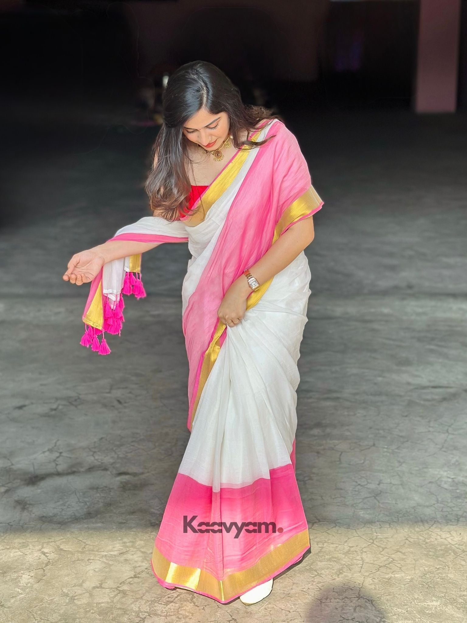 Kasav & Color Border Mul cotton Saree