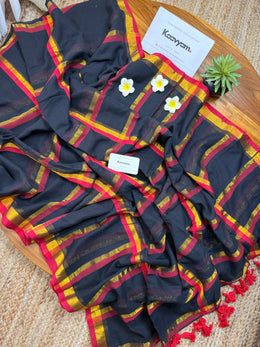 Black Kasav Check Saree