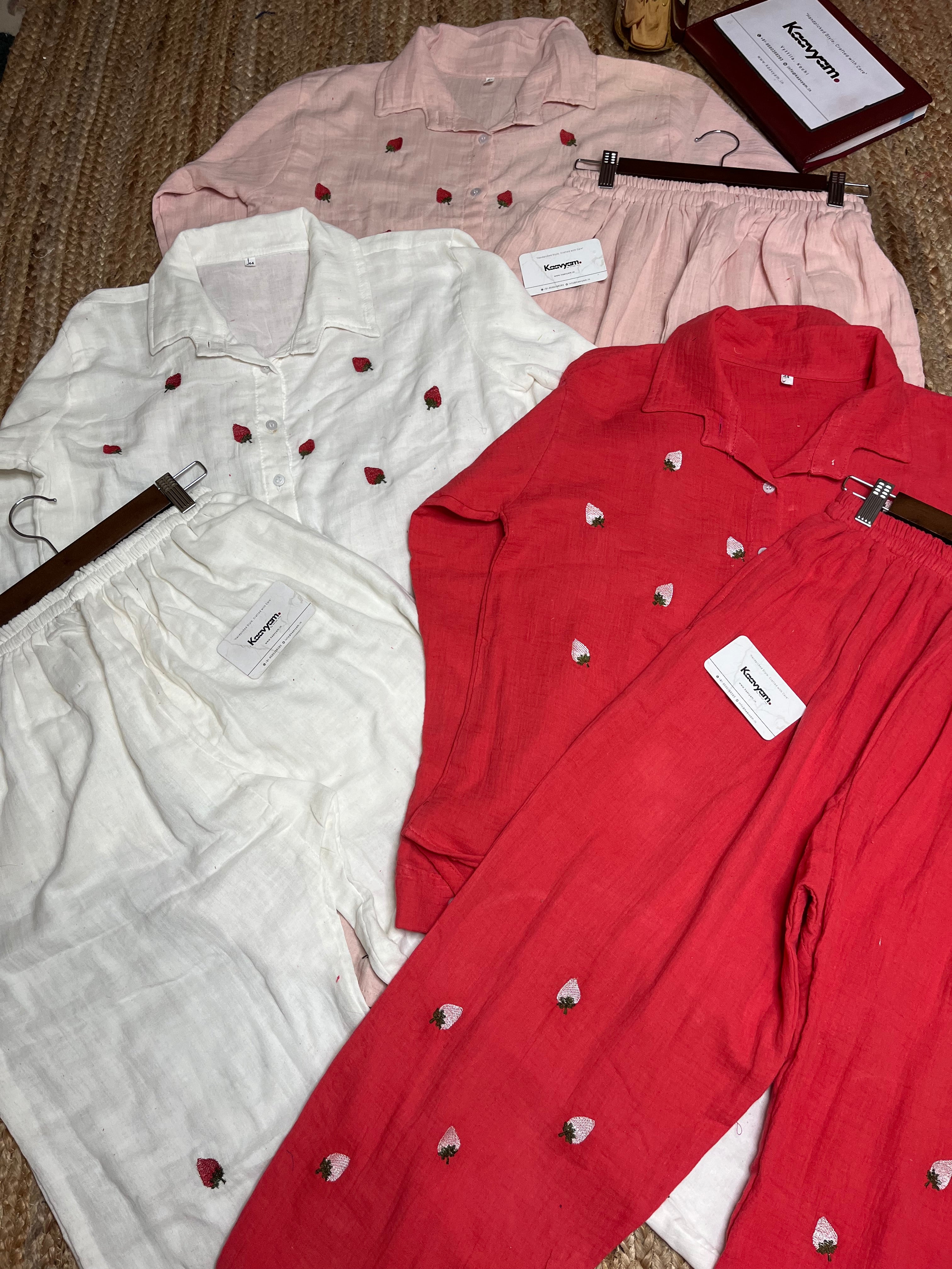 Strawberry Embroidery Coords
