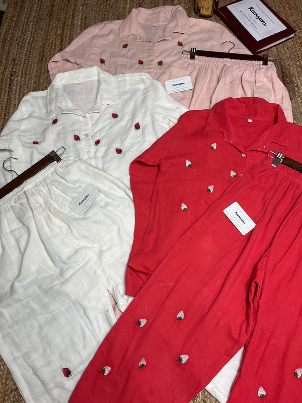Strawberry Embroidery Coords