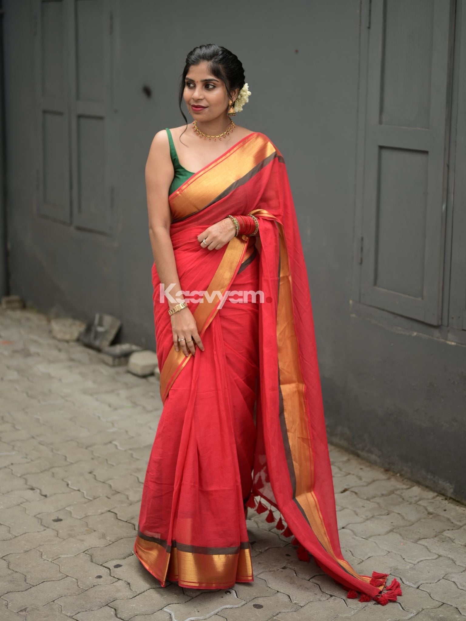 Red Mul Cotton Saree