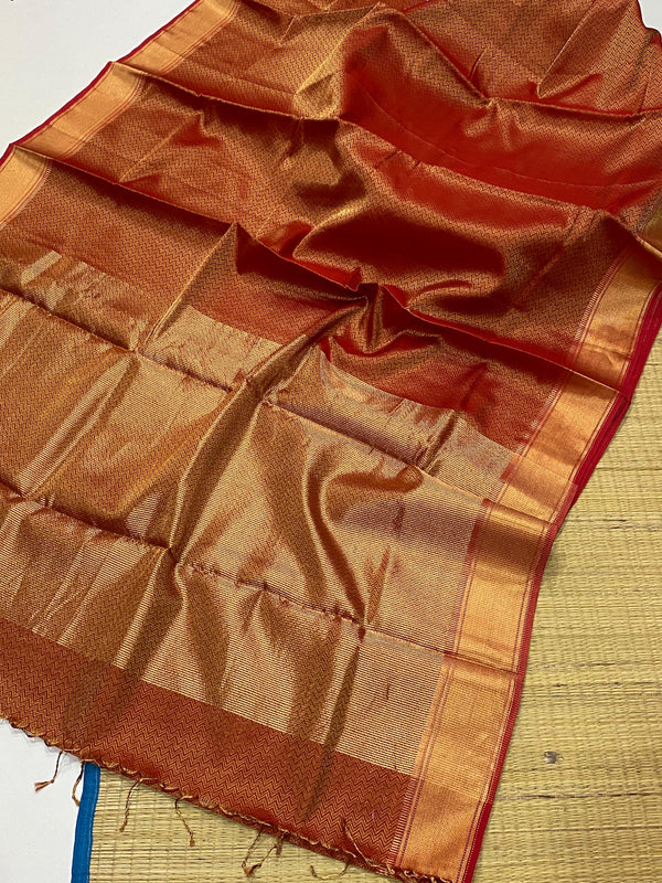 Red Designer Maheshwari Silk Saree